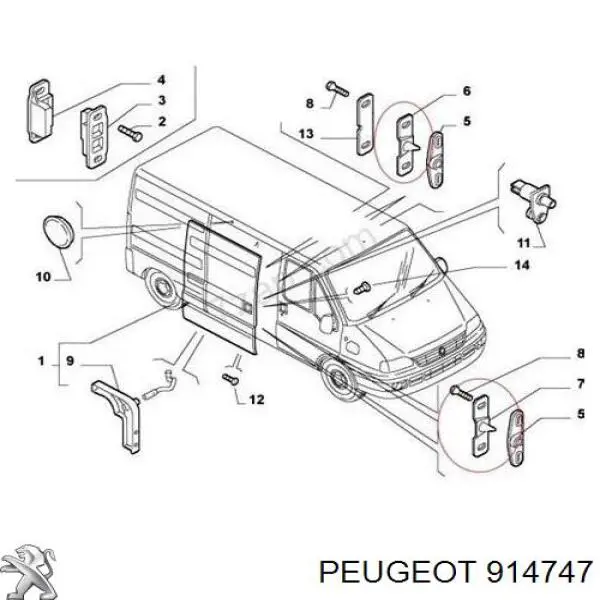 Ограничитель сдвижной двери, на кузове верхний Peugeot/Citroen 914747 цена, от 5.18 USD