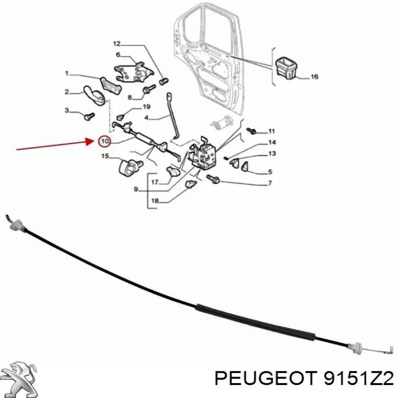 Трос открывания двери передней левой Peugeot/Citroen 9151Z2 цена, от 13.64 USD