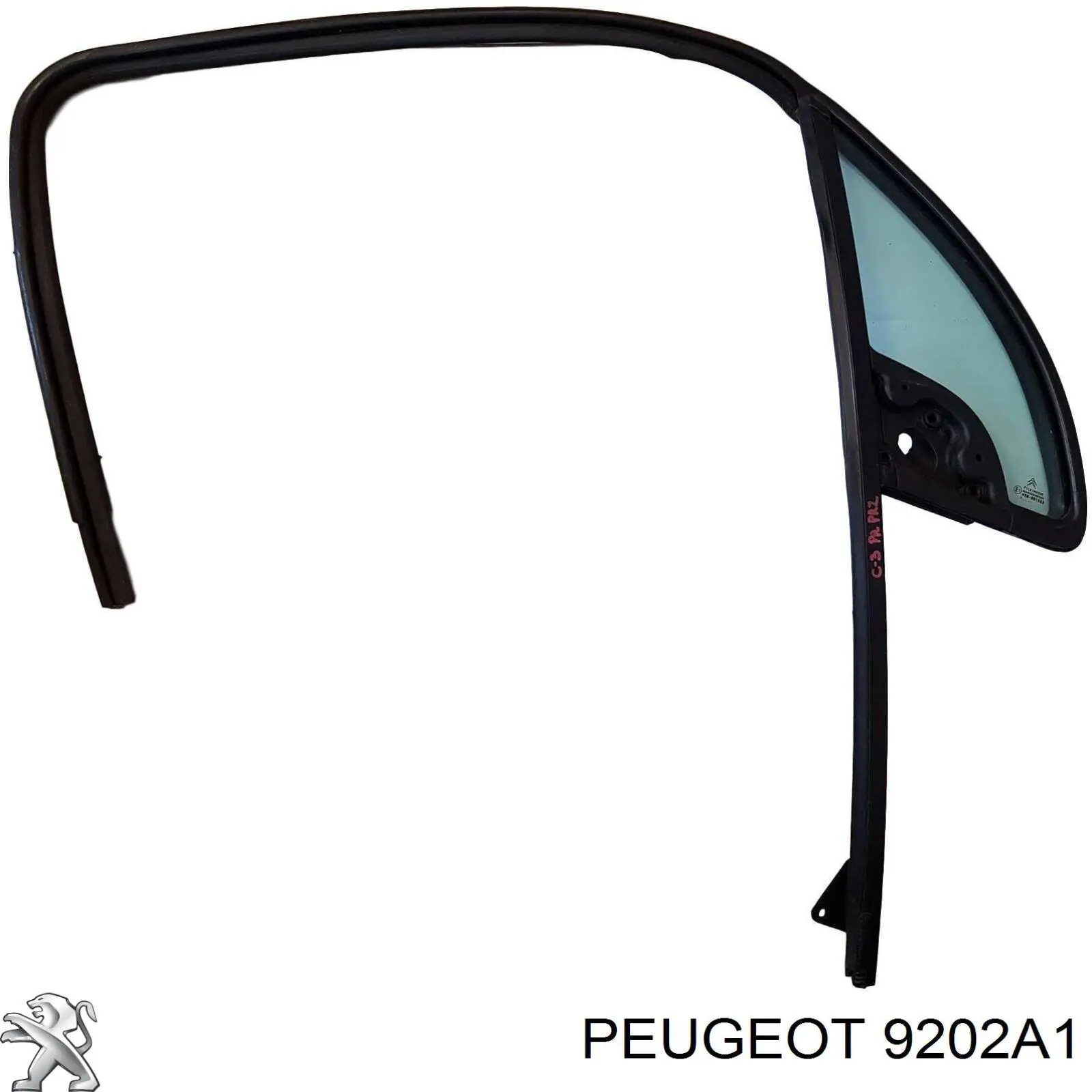 Стекло-форточка двери передней правой 9202A1 Peugeot/Citroen