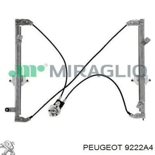 9222A4 Peugeot/Citroen mecanismo de acionamento de vidro da porta dianteira direita