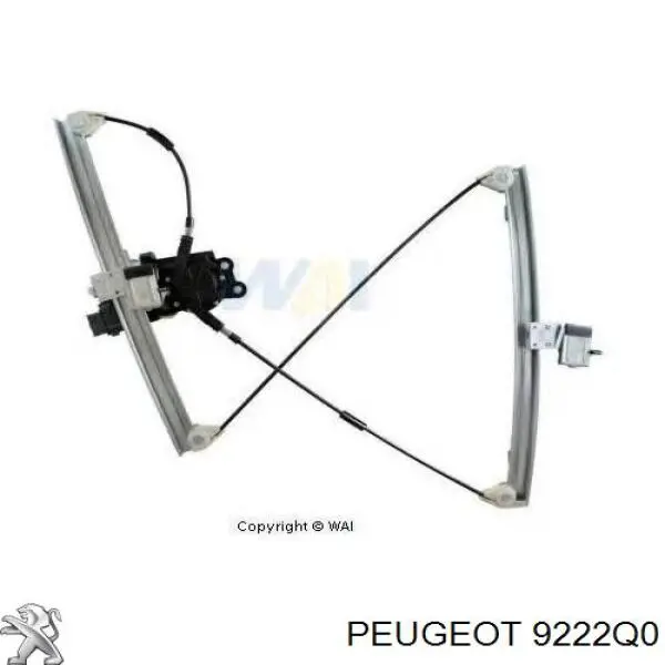 9222Q0 Peugeot/Citroen mecanismo de acionamento de vidro da porta dianteira direita