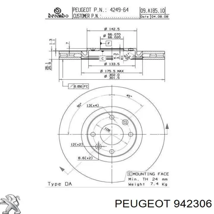 942306 Peugeot/Citroen Молдинг ляды