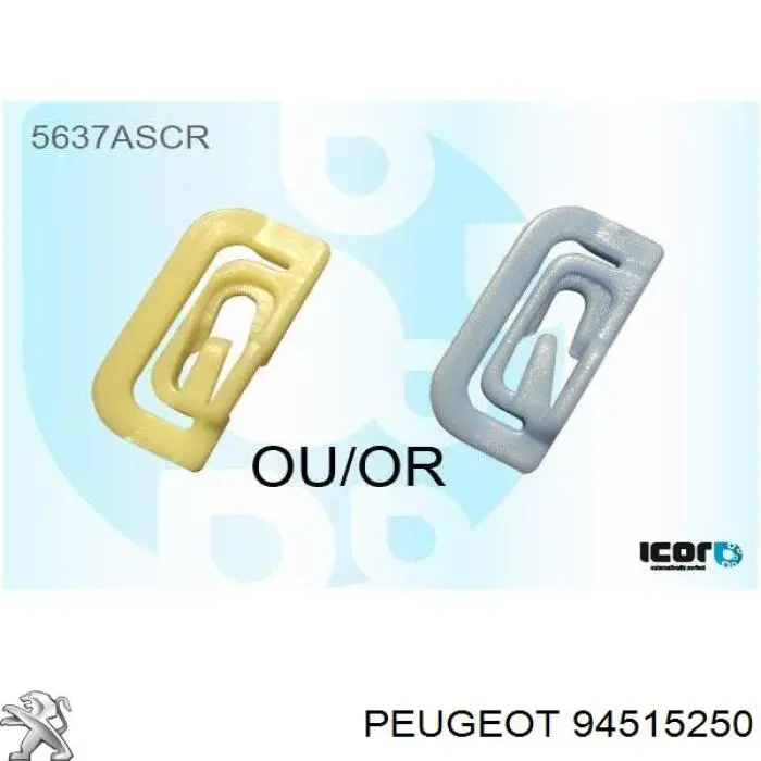 Clips de fijación, faldilla guardabarro 94515250 Peugeot/Citroen