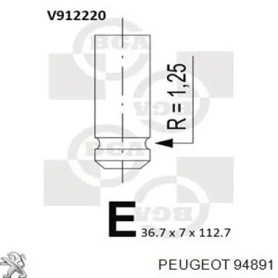 Клапан впускной Peugeot/Citroen 94891