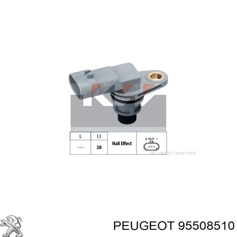 Sensor de posición del árbol de levas 95508510 Peugeot/Citroen
