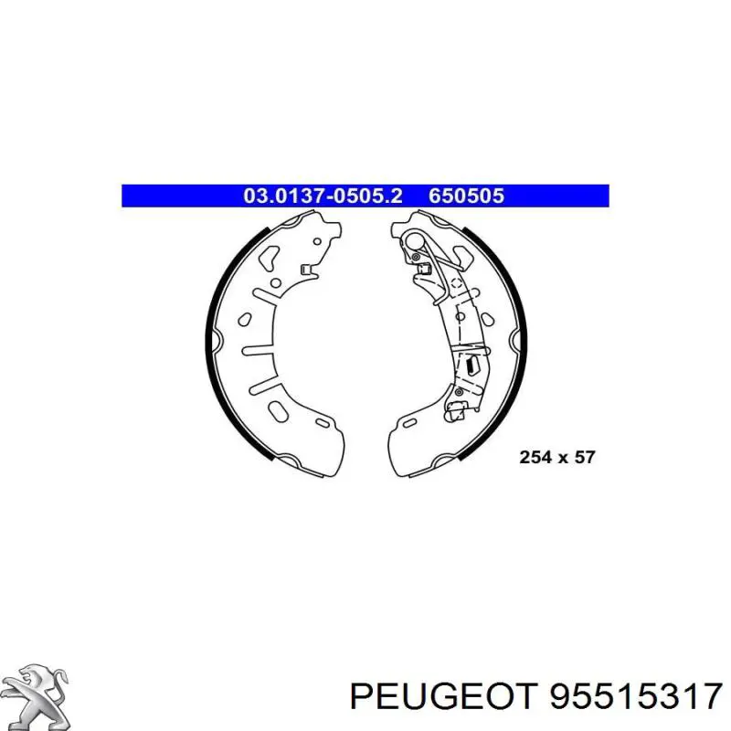 Zapatas de frenos de tambor traseras 95515317 Peugeot/Citroen