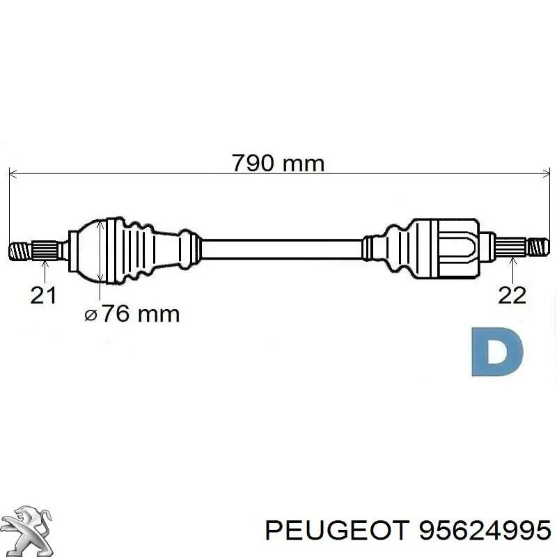 95624995 Peugeot/Citroen semieixo (acionador dianteiro direito)