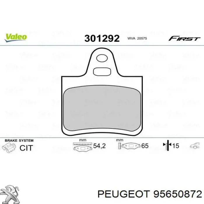 Задние тормозные колодки 95650872 Peugeot/Citroen