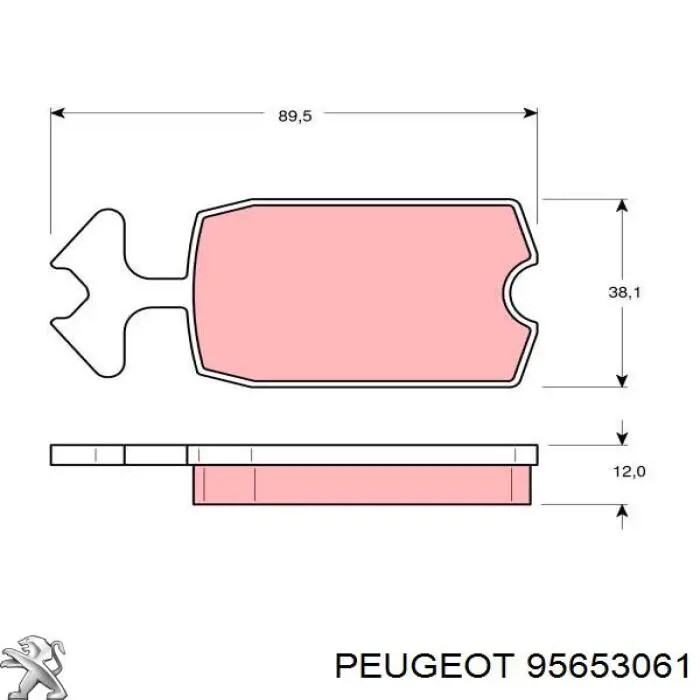 Передние тормозные колодки 95653061 Peugeot/Citroen