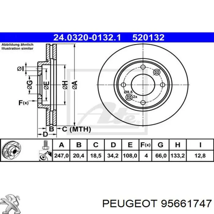 Купить 95661747 Peugeot/Citroen Ротор тормозной