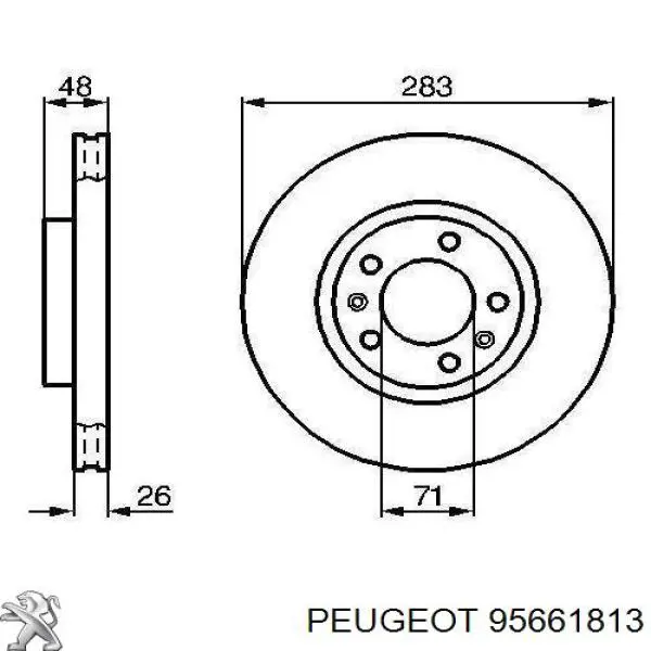 Передние тормозные диски 95661813 Peugeot/Citroen