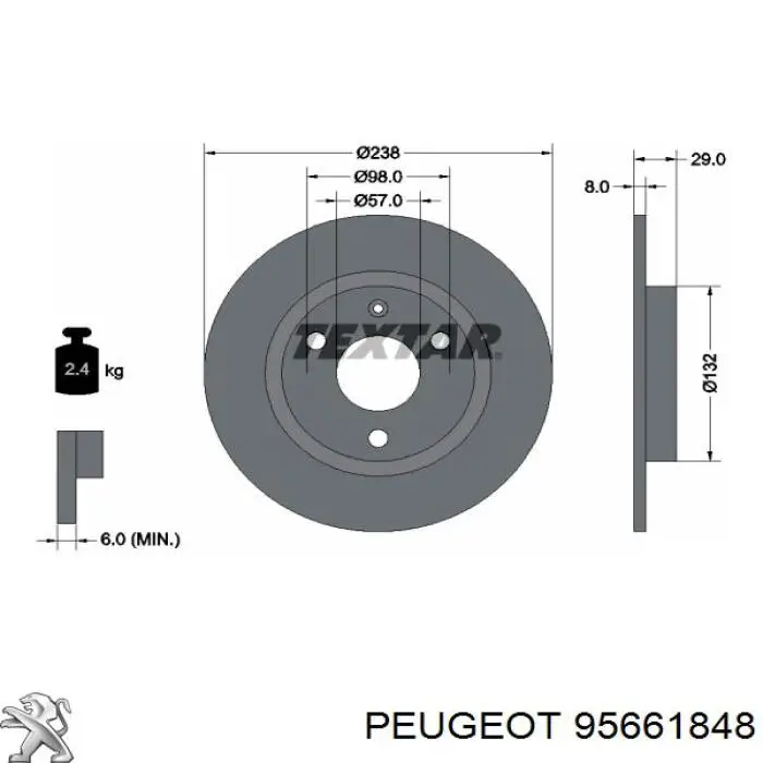 Передние тормозные диски 95661848 Peugeot/Citroen