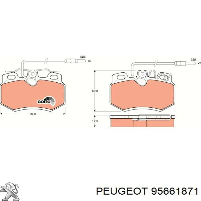 Передние тормозные колодки 95661871 Peugeot/Citroen