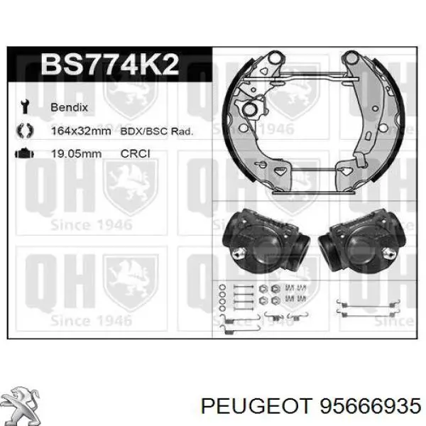 Задние барабанные колодки 95654080 Peugeot/Citroen