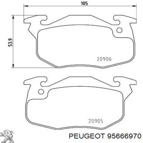 Купить 95666970 Peugeot/Citroen Колодки тормозные