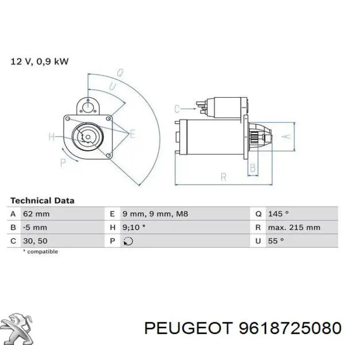 Купить 9618725080 Peugeot/Citroen Стартер