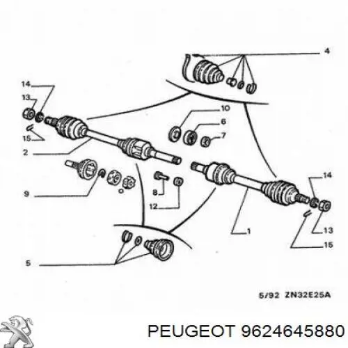 Правая полуось 9624645880 Peugeot/Citroen