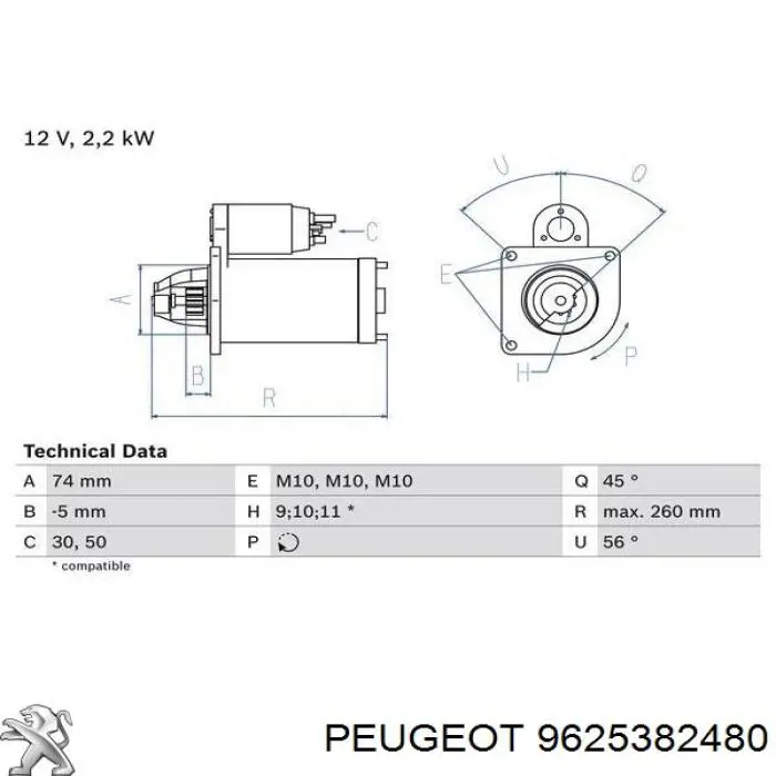 9625382480 Peugeot/Citroen стартер