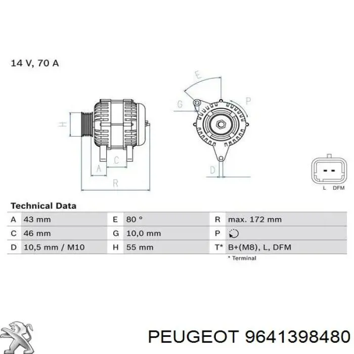 Автомобильный генератор Peugeot/Citroen 9641398480 цена, от 74.77 USD