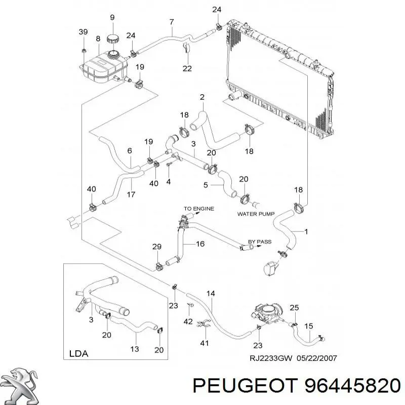 Mangueira (cano derivado) de aquecimento da válvula de borboleta para Chevrolet Lacetti (J200)