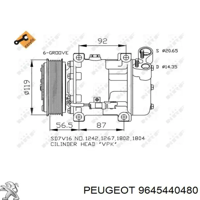 9645440480 Peugeot/Citroen компрессор кондиционера