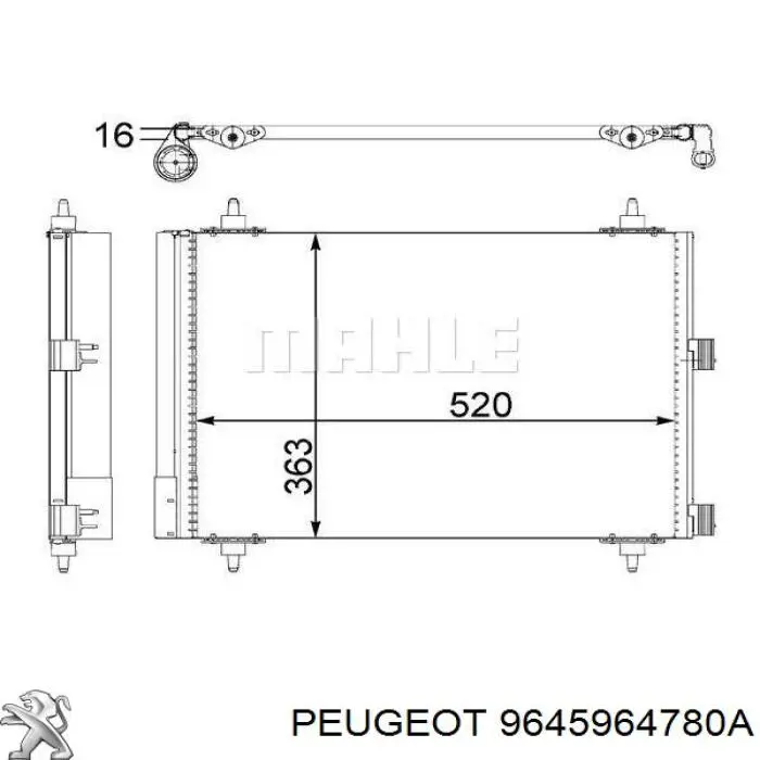 9645964780A Peugeot/Citroen радиатор кондиционера
