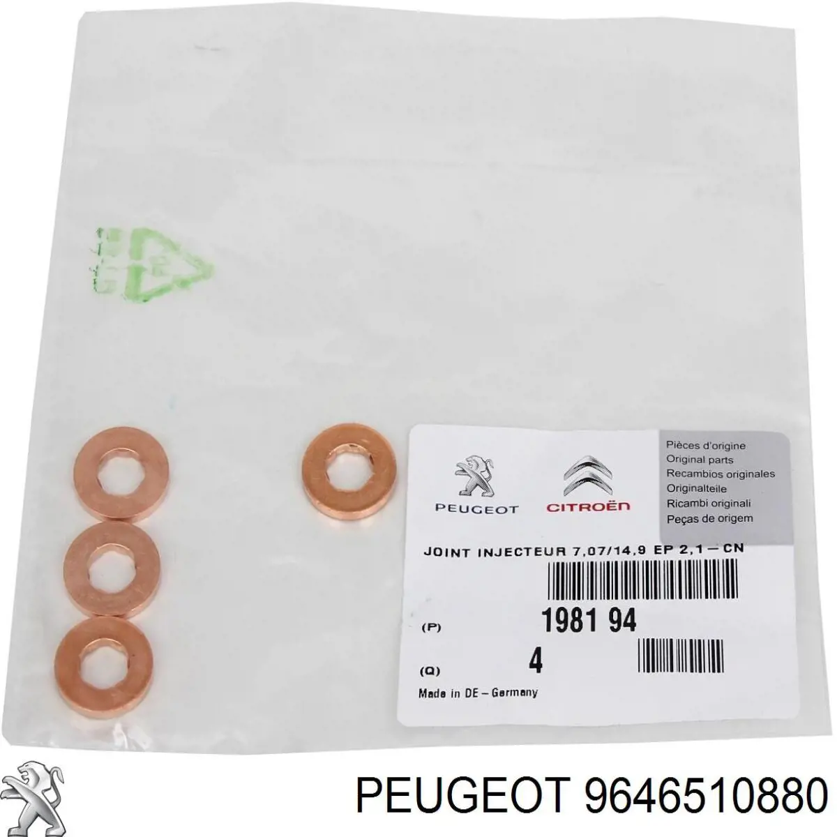 Купить 9646510880 Peugeot/Citroen Ремкомплект форсунок