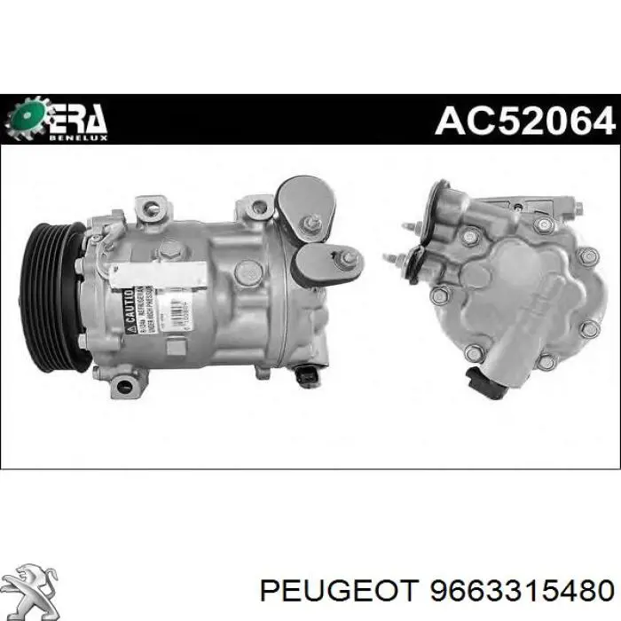 Купить 9663315480 Peugeot/Citroen Компрессор климатической установки