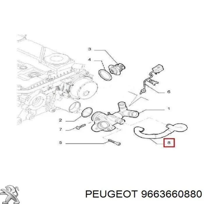 Патрубок системи охолодження 9663660880 Peugeot/Citroen