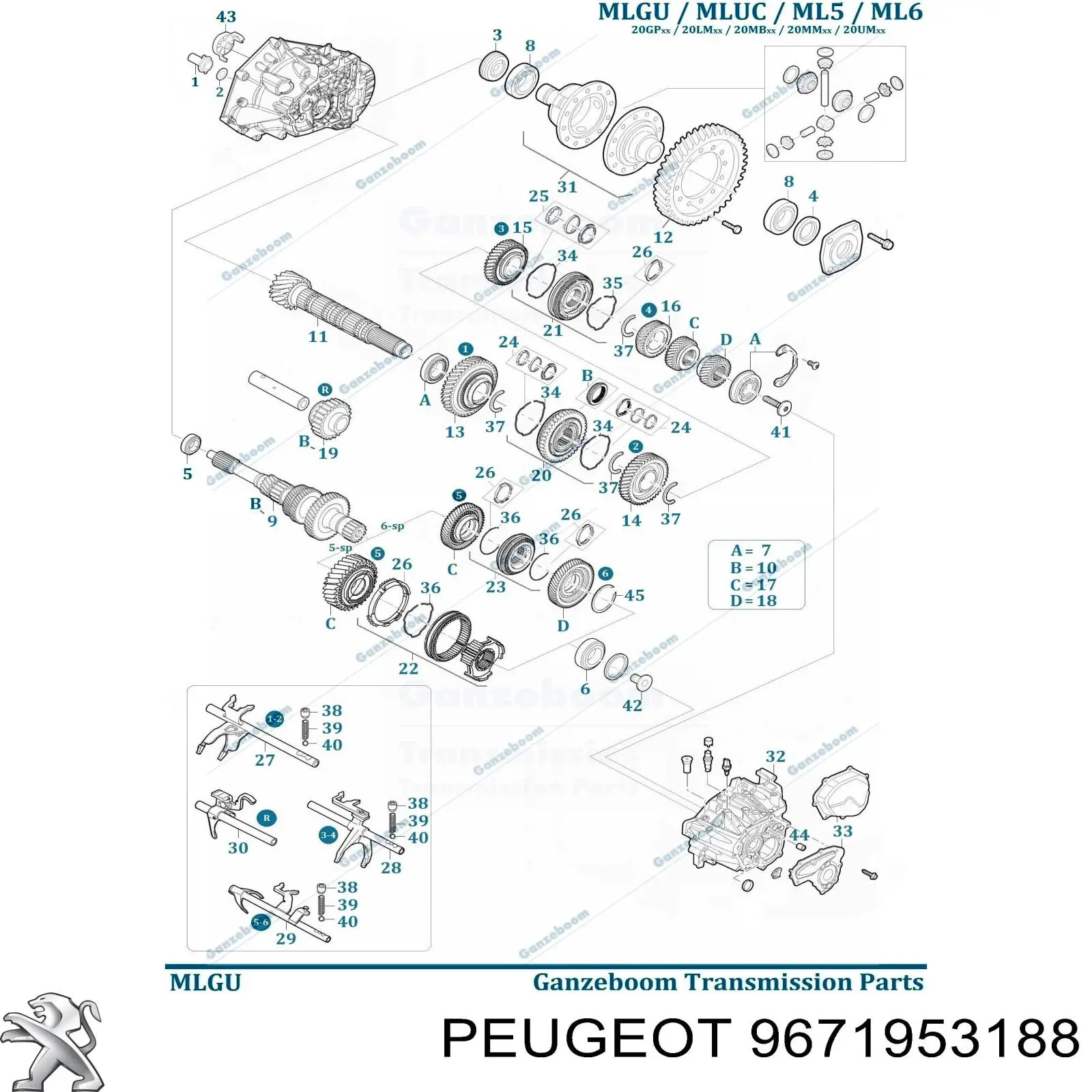 9671953188 Peugeot/Citroen eixo primário da caixa de câmbio