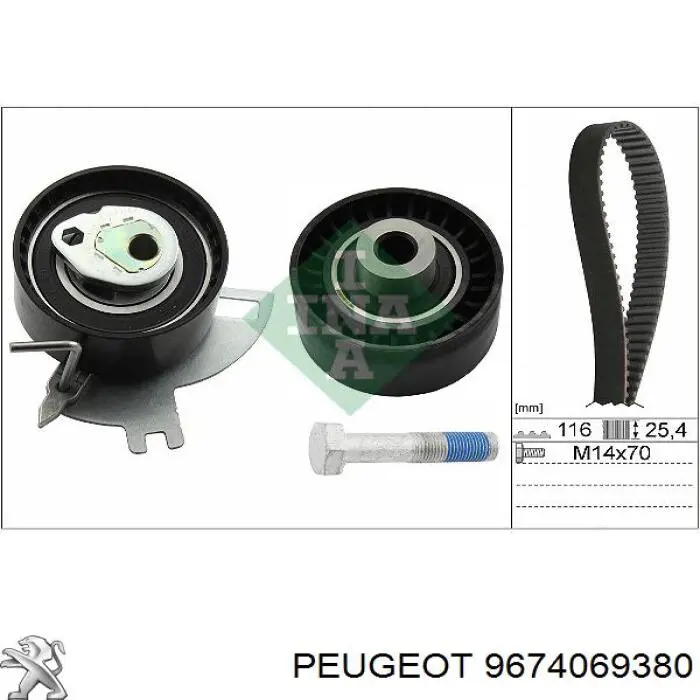 9674069380 Peugeot/Citroen rolo de reguladora de tensão da correia do mecanismo de distribuição de gás