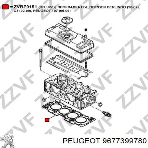 Прокладка ГБЦ Peugeot/Citroen 9677399780 цена, от 14.71 USD