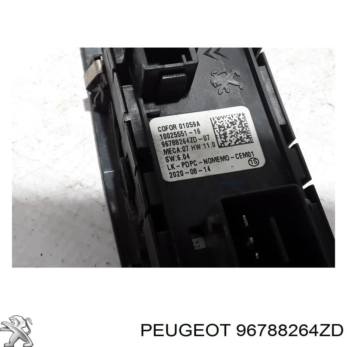 96788264ZD Peugeot/Citroen unidade de botões dianteira esquerda de controlo de elevador de vidro