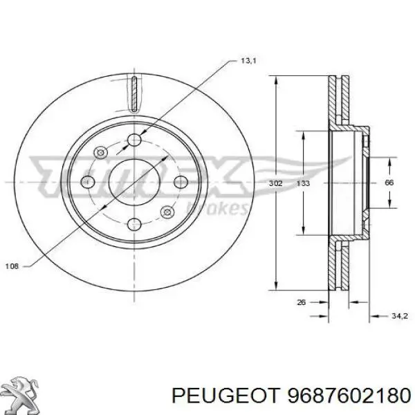 Купить 9687602180 Peugeot/Citroen Ротор тормозной