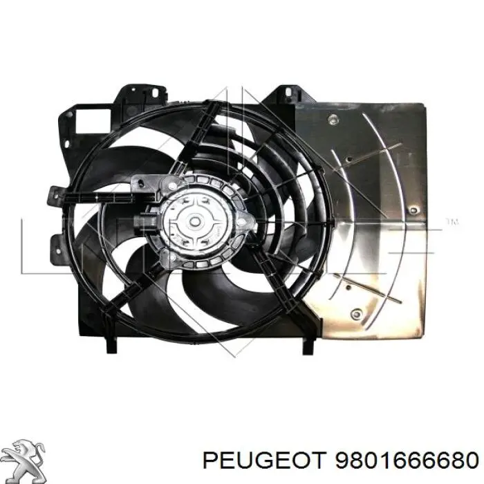 9801666680 Peugeot/Citroen ventilador elétrico de esfriamento montado (motor + roda de aletas)