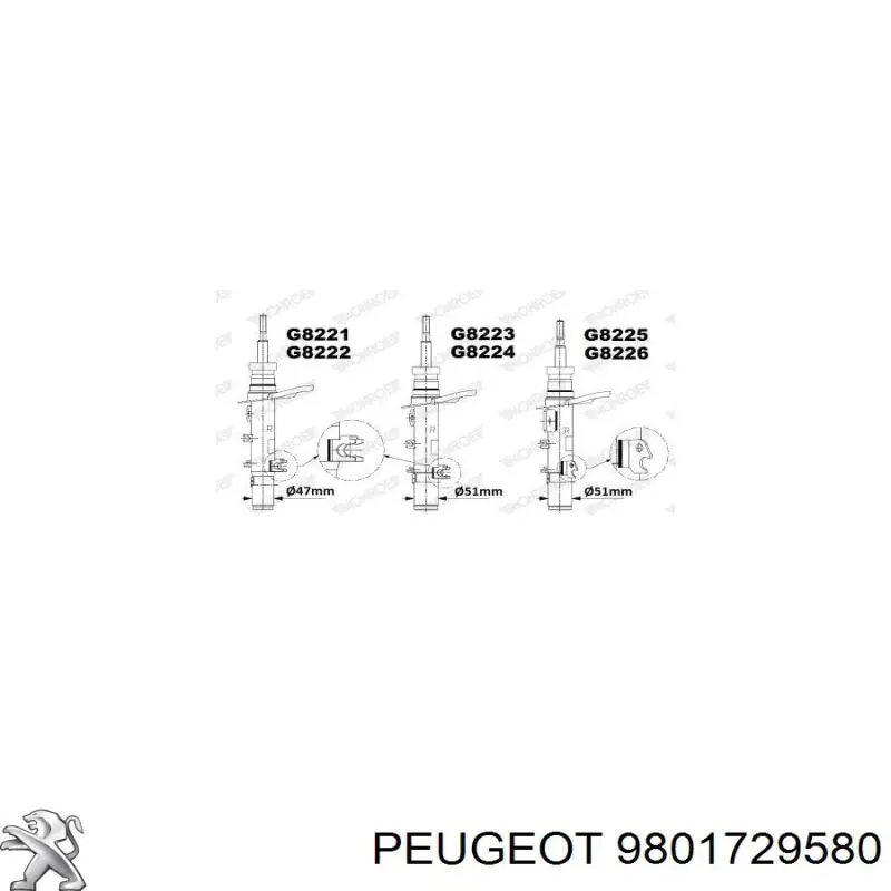 Amortiguador delantero izquierdo 9801729580 Peugeot/Citroen