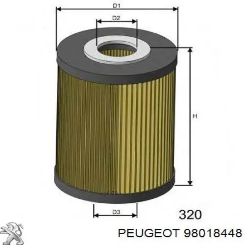 98018448 Peugeot/Citroen масляный фильтр