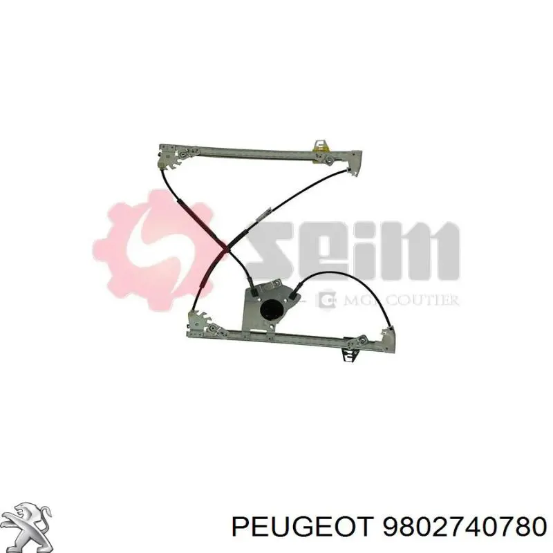 9802740780 Peugeot/Citroen mecanismo de acionamento de vidro da porta dianteira direita