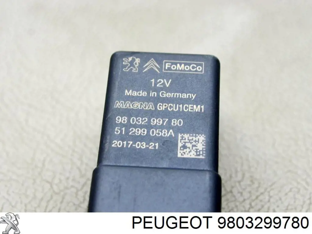 Relê das velas de incandescência Ford 9803299780