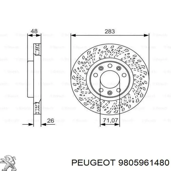 9805961480 Peugeot/Citroen Диск тормозной передний