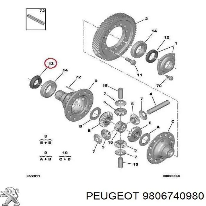 Правый сальник полуоси 9806740980 Peugeot/Citroen