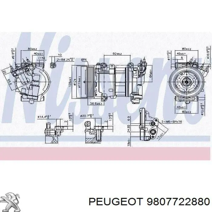 9807722880 Peugeot/Citroen compressor de aparelho de ar condicionado