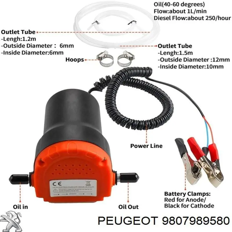 Bomba de agua, adicional eléctrico 9807989580 Peugeot/Citroen