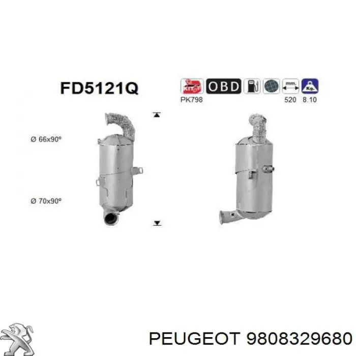 9808329680 Peugeot/Citroen convertidor - catalisador