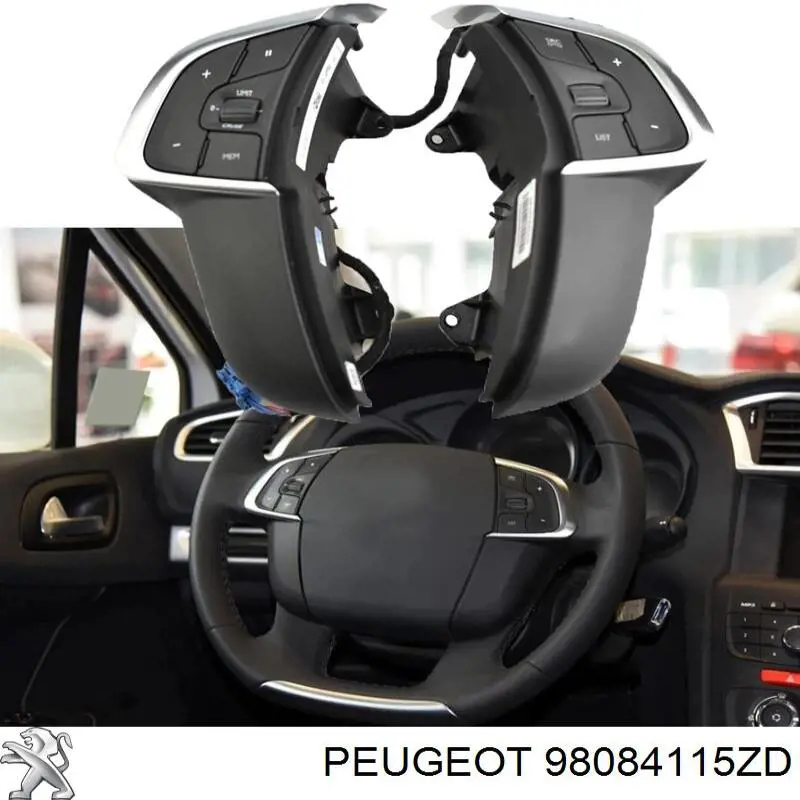 Блок кнопочных переключателей рулевого колеса на Peugeot 208 