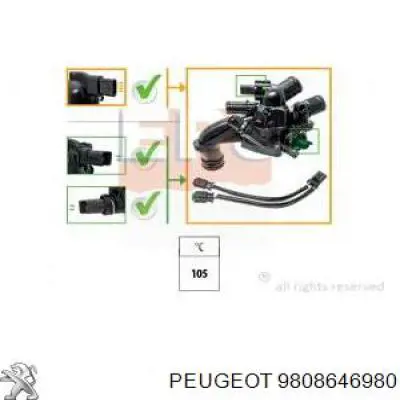 Термостат в сборе Peugeot/Citroen 9808646980