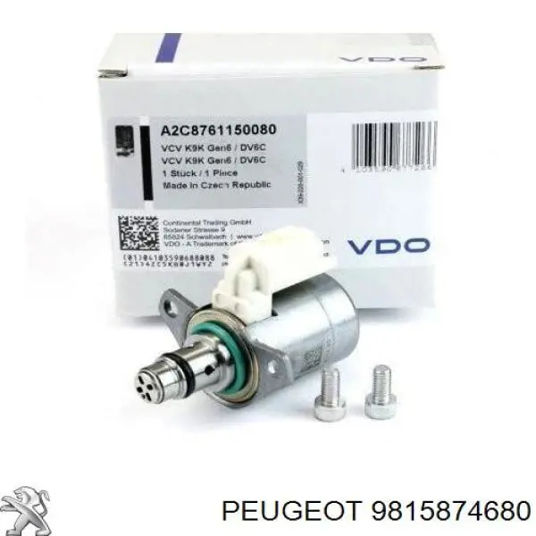 9815874680 Peugeot/Citroen válvula de regulação de pressão (válvula de redução da bomba de combustível de pressão alta Common-Rail-System)