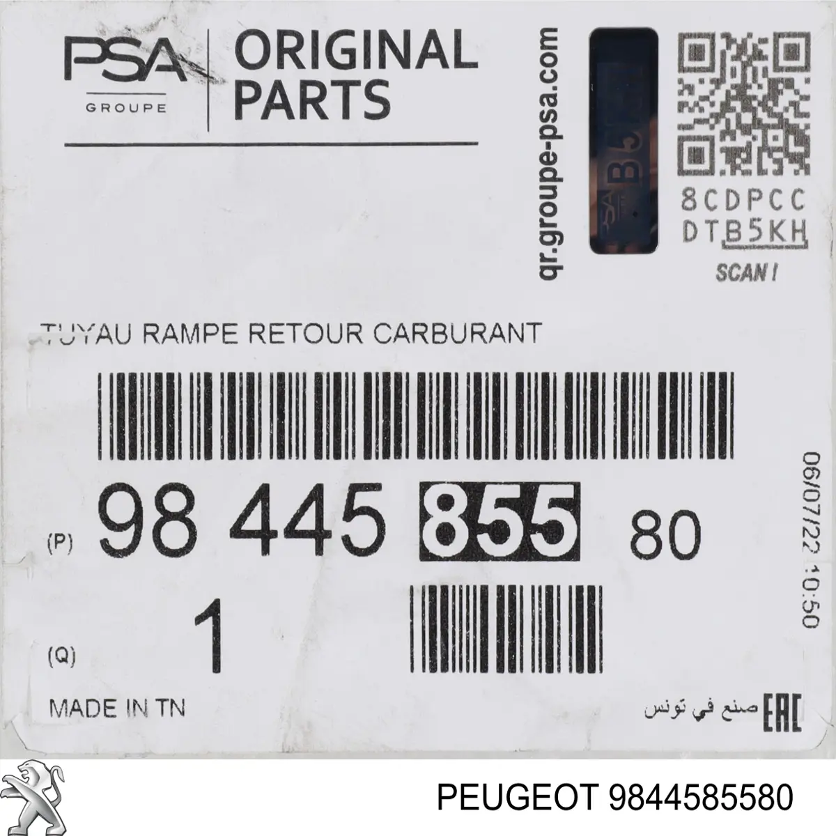 9844585580 PEUGEOT Tubo De Combustible Atras De Las Boquillas original y equivalente
