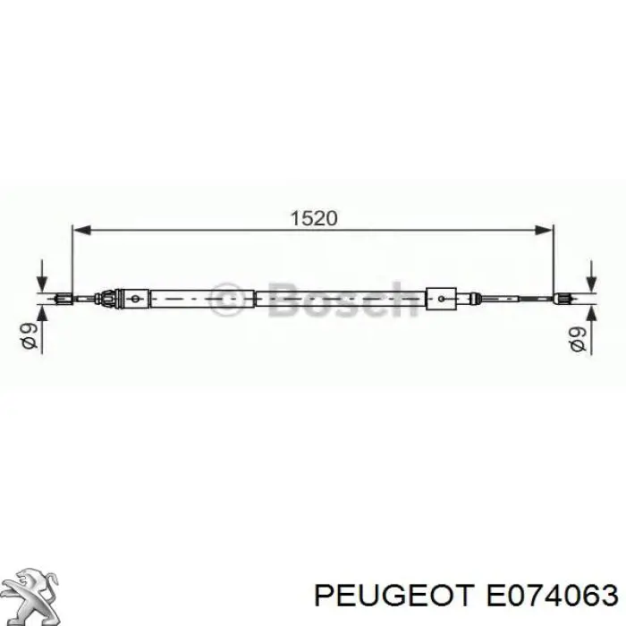 Задний правый трос ручника E074063 Peugeot/Citroen