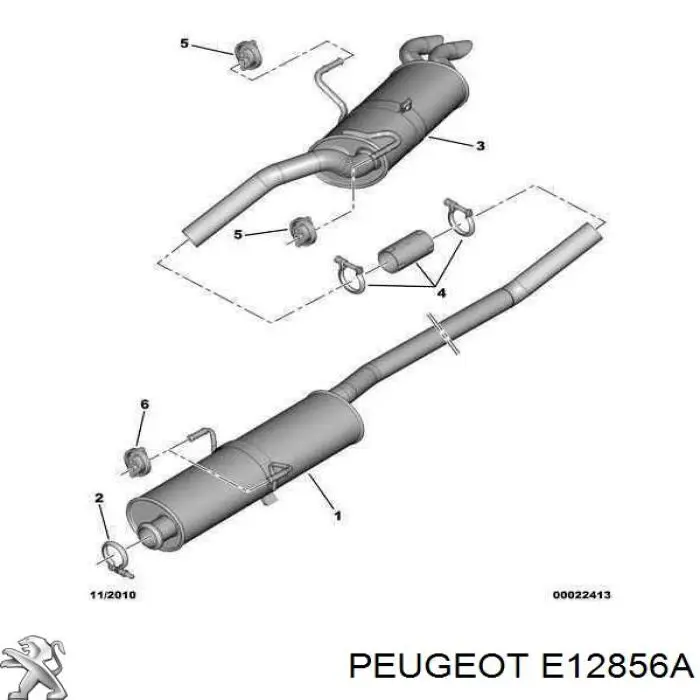 Silenciador del medio E12856A Peugeot/Citroen